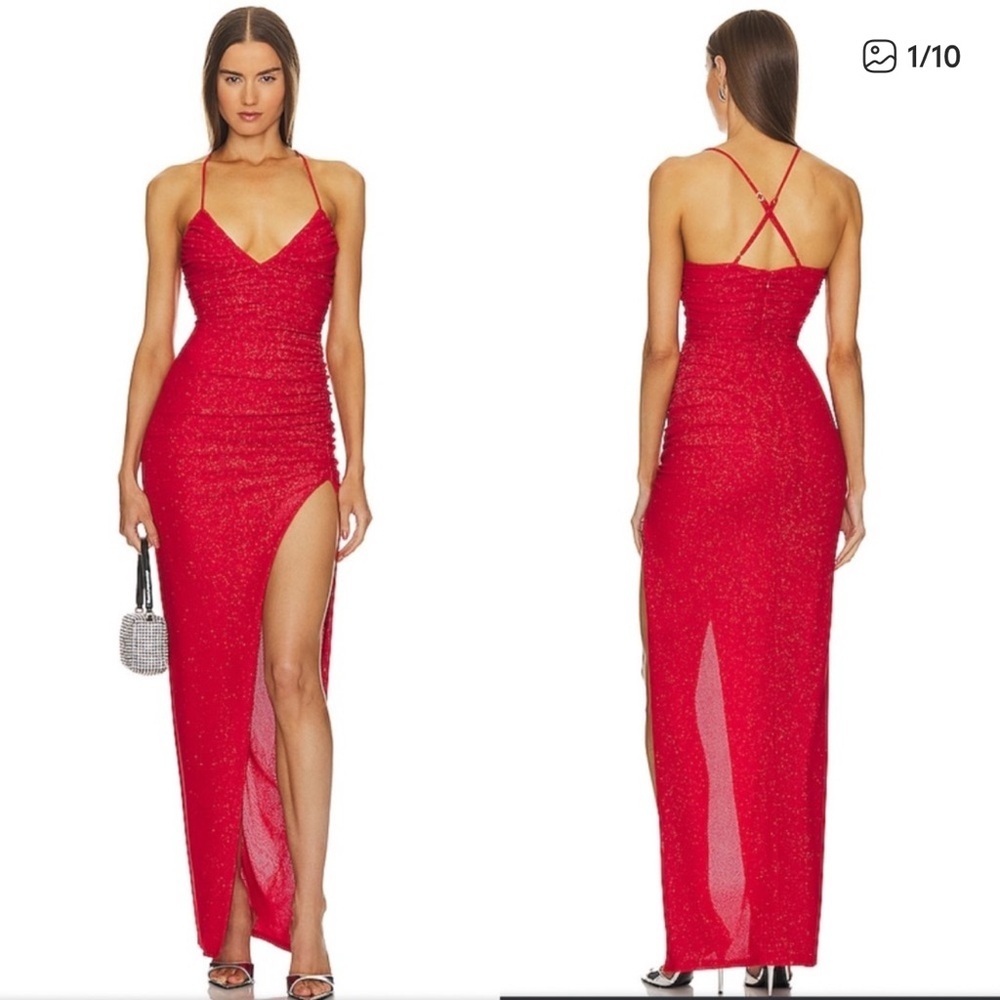 Michael Costello x Revolve Brigitte Gown in Red